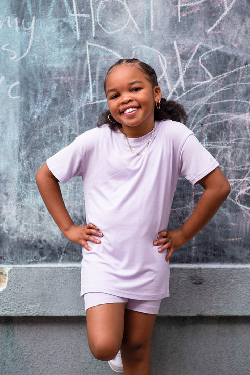 Purple "Effortless" Mommy & Me Biker Shorts Set